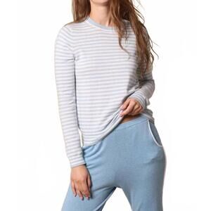 NEW MINNIE ROSE striped long sleeve sweater in heaven/white